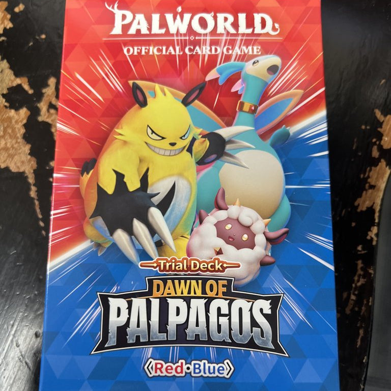 Palworld Official Card Game Trial Deck: Dawn of Palpagos (Red/Blue), sealed box